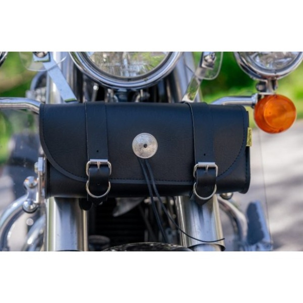 Willie & Max Deluxe Series Synthetic Leather Motorcycle Tool Bag Silver Concho